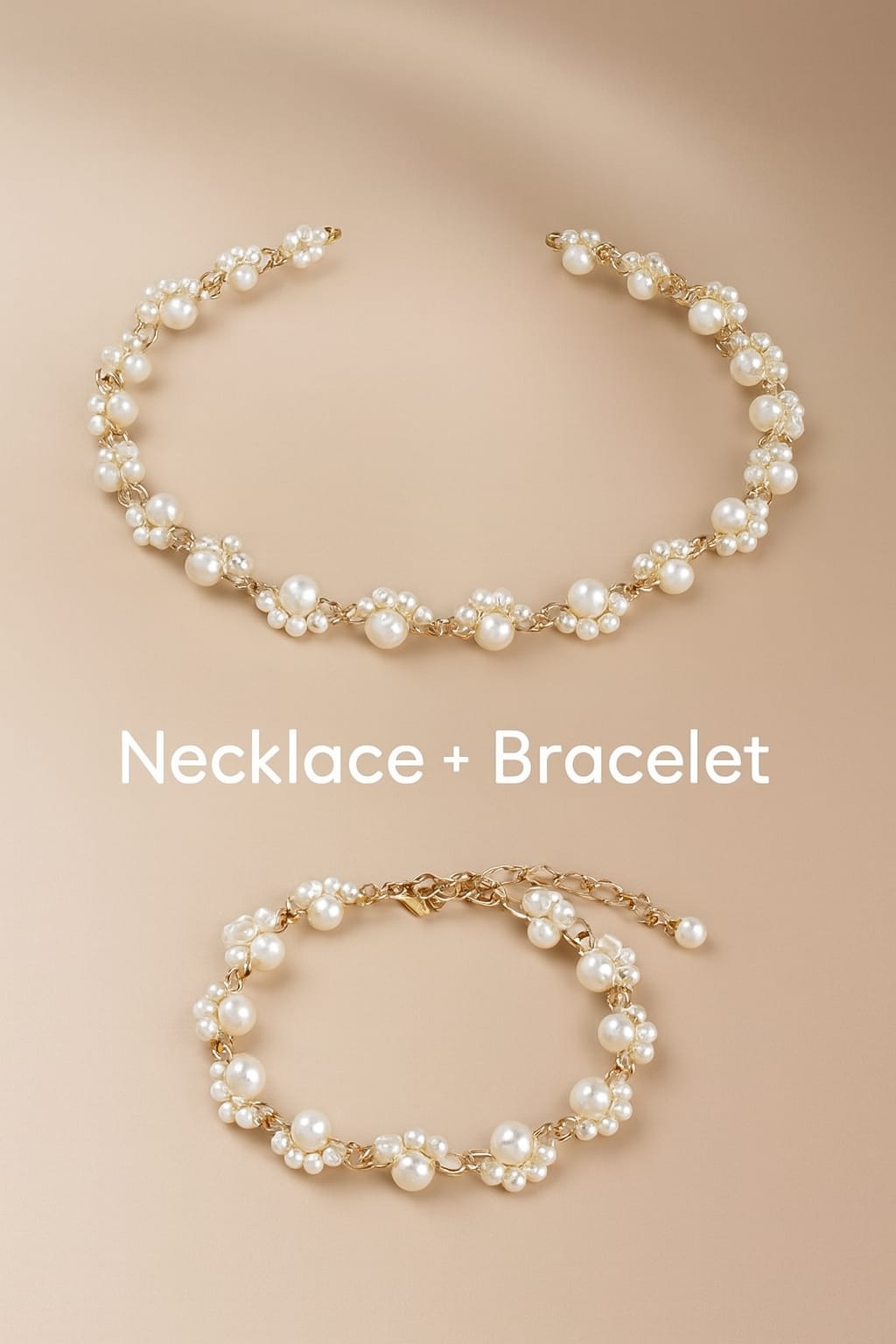 Elegant Pearl Jewelry Set - Necklace + Bracelet for Women✨