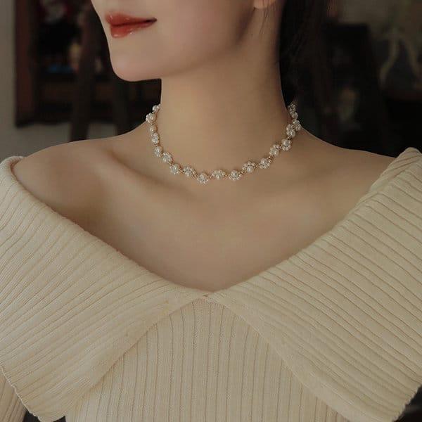 Elegant Pearl Jewelry Set - Necklace + Bracelet for Women✨