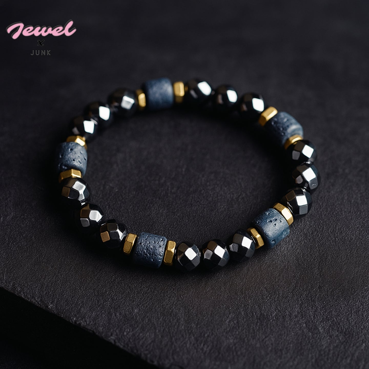 Men's Black Hematite & Lava Stone Beaded Bracelet🖤✨