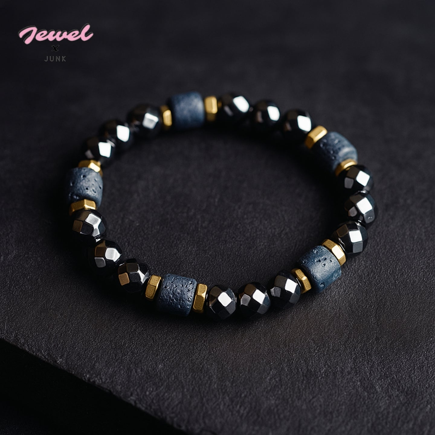 Men's Black Hematite & Lava Stone Beaded Bracelet🖤✨